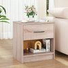 Bedside Table Nightstand with Drawer and Open Storage Shelf-Natural - Gallery View 1 of 10