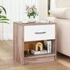 Bedside Table Nightstand with Drawer and Open Storage Shelf-Oak - Gallery View 1 of 10