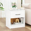 Bedside Table Nightstand with Drawer and Open Storage Shelf-White - Gallery View 1 of 9
