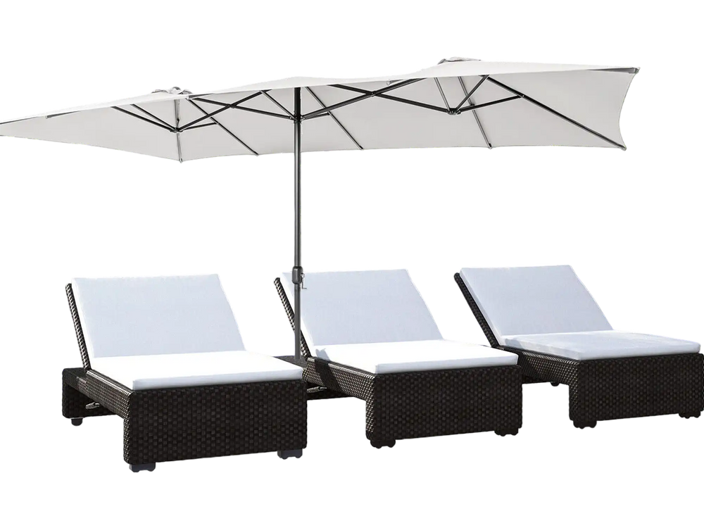 Costway 15' Double-Sided Patio Umbrella Beige Crank Vented Top 74921356 New Beige