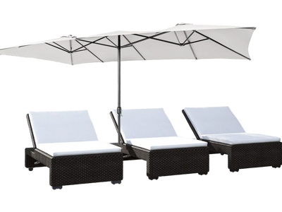 Costway 15' Double-Sided Patio Umbrella Beige Crank Vented Top 74921356 New