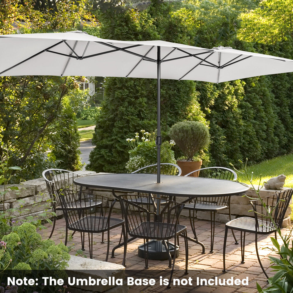 Patiojoy 15FT Double-Sided Patio Market Umbrella Large Crank Handle Vented Outdoor Twin