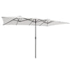 15 feet double-sized patio umbrella in beige with a crank handle and vented tops for outdoor furniture coverage.