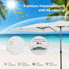 15 feet double-sized beige patio umbrella with crank handle, vented tops for stability, perfect for outdoor furniture.