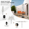 15 feet double-sized beige patio umbrella with crank handle, vented tops, and sturdy 10-rib frame for outdoor use.
