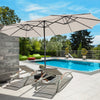 15 Feet Double-Sided Patio Umbrella with 48 LED Lights-Beige - Gallery View 1 of 10