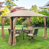 Beige 10 x 12 feet gazebo replacement top with air vent and drainage holes for outdoor gatherings and barbecues.