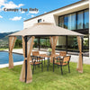 Beige 10 x 12 feet gazebo replacement top with air vent and drainage holes, ideal for outdoor gatherings and barbecues.