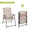 Beige patio dining chair with armrests, foldable design, and rustproof steel frame, ideal for outdoor spaces.