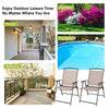 Set of 2 beige patio dining chairs with armrests, featuring a rustproof steel frame, perfect for outdoor relaxation.