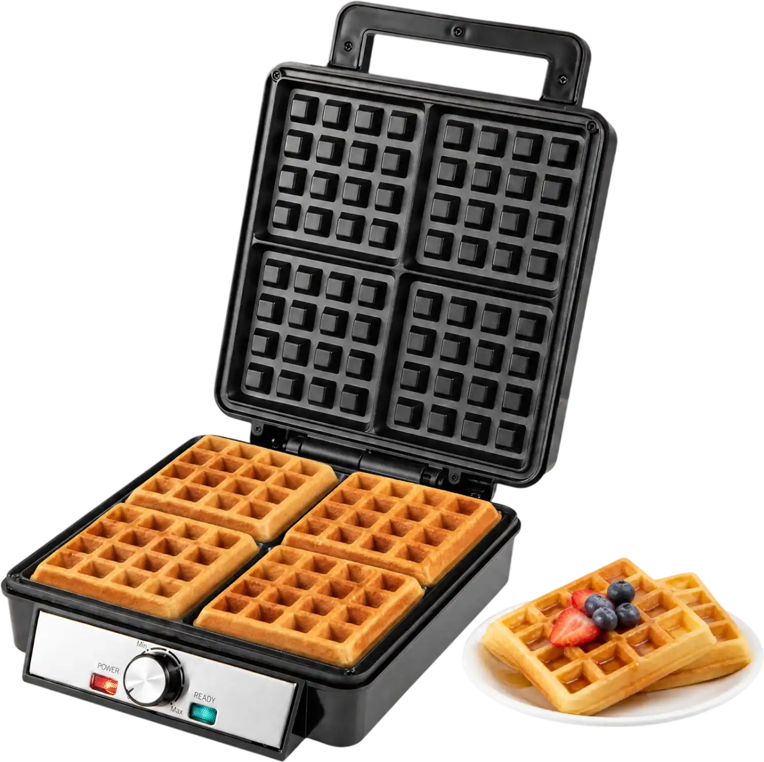 Costway Belgian Waffle Maker 4-Slice 1200W Nonstick Browning Knob 14512281 New