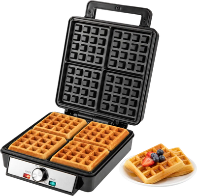 Costway Belgian Waffle Maker 4-Slice 1200W Nonstick Browning Knob 14512281 New