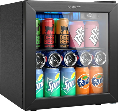 Costway 1.3 Cu. Ft. Beverage Refrigerator Cooler 12 Bottles 55 Cans Mini Fridge 62316014 New