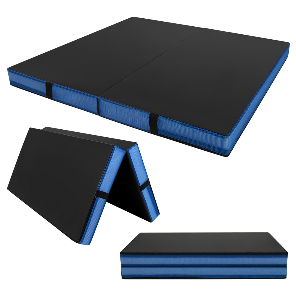 Bi-Fold Gymnastics Mat Thick Folding Exercise Mat with Carrying Handles - Gallery View 4 of 11