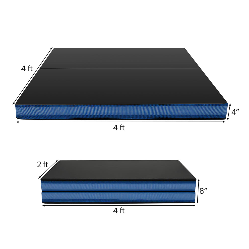 Bi-Fold Gymnastics Mat Thick Folding Exercise Mat with Carrying Handles - Gallery View 5 of 11