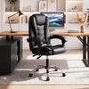 Black high back executive chair with linkage armrests and adjustable height for ergonomic office comfort.