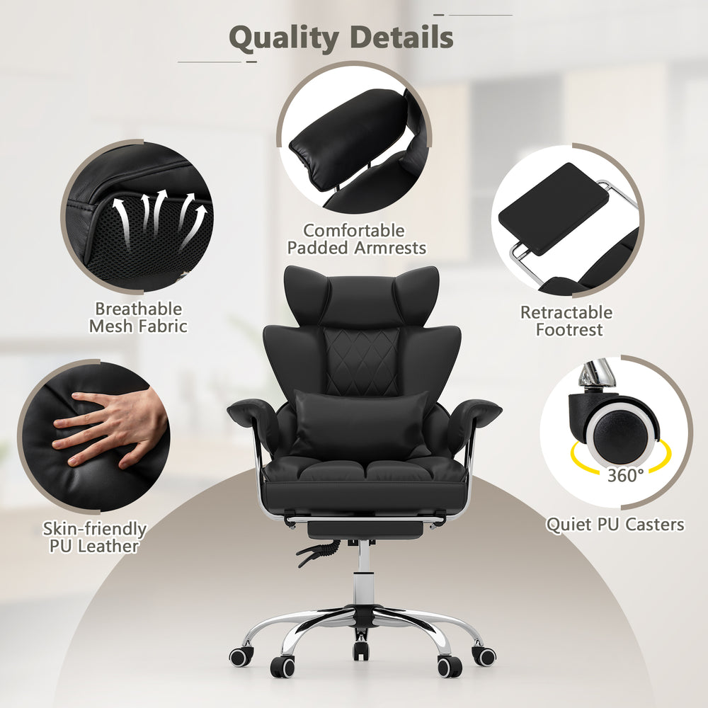 Close-up of the breathable mesh fabric and soft padded armrests of the Big and Tall Executive Office Desk Chair in.