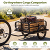 Heavy-duty bike cargo trailer with a robust metal frame, designed for loads up to 220 lbs, ideal for camping and.