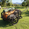 Heavy-duty bike cargo trailer in black with spacious interior, all-terrain tires, and universal hitch for versatile use.