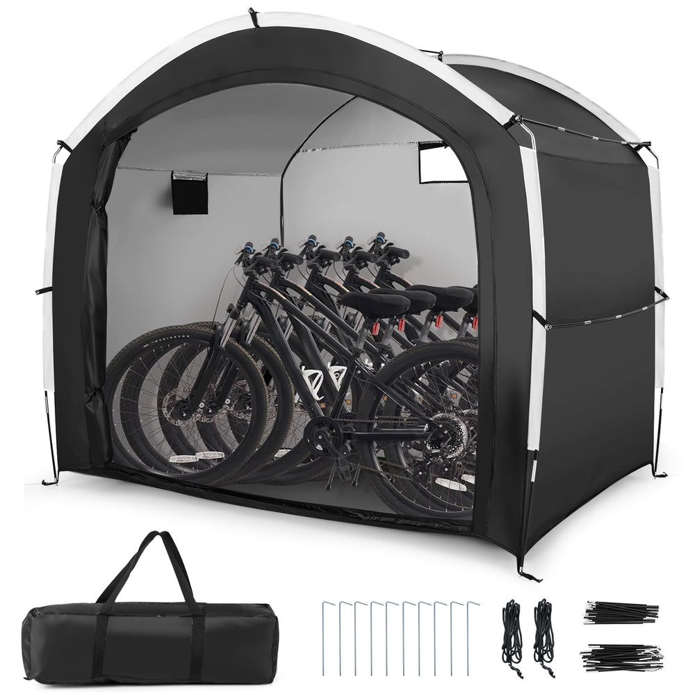 Bike storage shed tent for 5 bikes, made of waterproof 210D Oxford fabric, offering all-weather protection and easy.