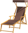 Birch wood chaise lounge chair with adjustable canopy in brown, perfect for outdoor relaxation on the patio or poolside.