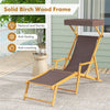 Birch wood chaise lounge chair with adjustable canopy, featuring a foldable design for outdoor relaxation by the.
