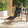 Birch Wood Chaise Lounge Chair Foldable Beach Chair with Adjustable Canopy-Navy - Gallery View 1 of 11
