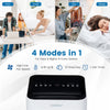 Portable air conditioner in black with LED touch panel, 4 modes, and 51 pints/day dehumidifier for efficient cooling.