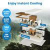 4-in-1 portable air conditioner with 10,000 BTU cooling capacity, ideal for quick room cooling and equipped with safety.