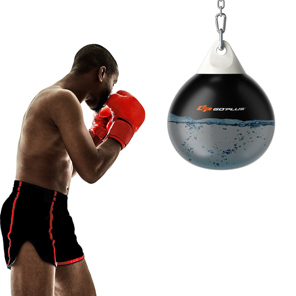 Heavy punching water aqua bag with adjustable chain, designed for durability and reaction training, ideal for home or.