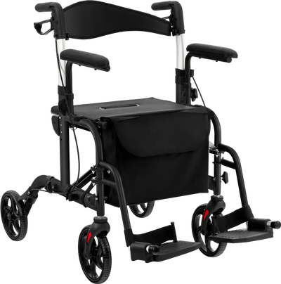 Costway 2-in-1 Folding Rollator Walker Adjustable Handles Reversible Backrest 03782154 New
