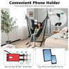 Height adjustable hammock chair in gray with a 360° rotatable phone holder and side pocket for indoor and outdoor use.