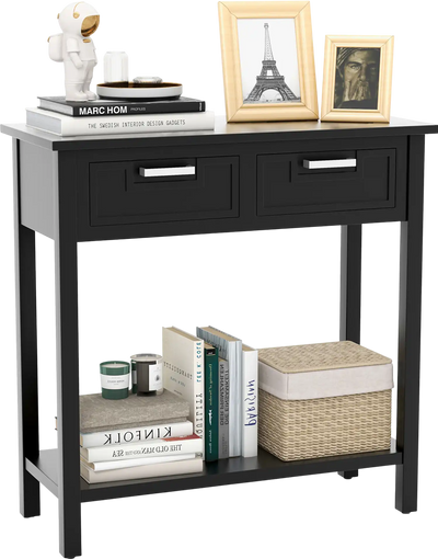 Costway Narrow Console Table with Drawers Open Shelf 65473902 New