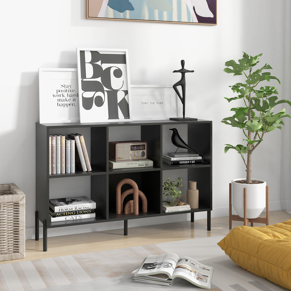Open-Back Bookshelf with Drawer for Study-Black - Gallery View 1 of 10