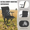 Foldable swivel patio chair with armrest and breathable mesh back, designed for outdoor comfort and stability.