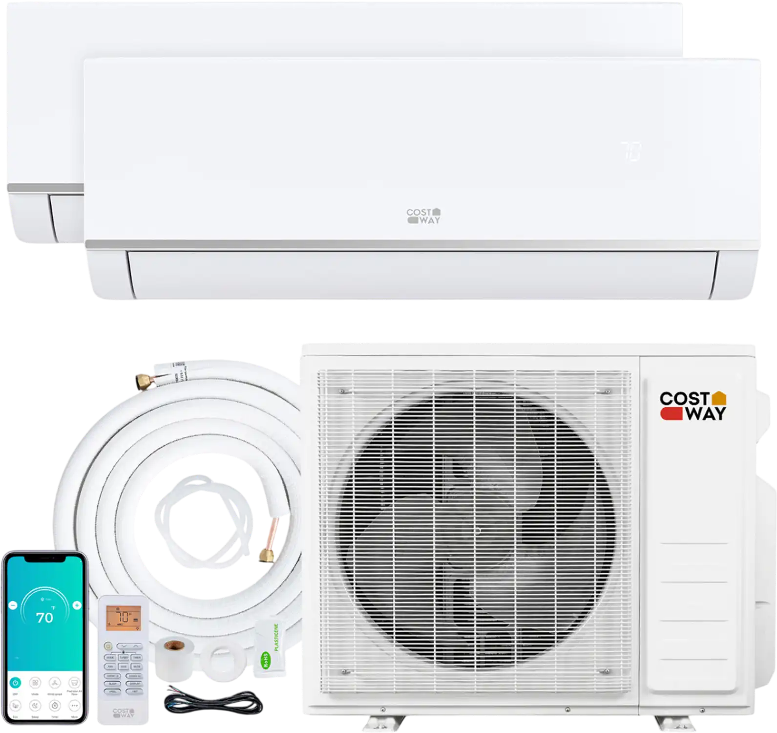 Costway 20,000 BTU 2 Zone 23 SEER2 Mini Split AC Heat Pump 21654806 New
