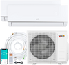 Blast Pro 20000 BTU mini split AC system with heat pump, includes two indoor units and outdoor unit for efficient.