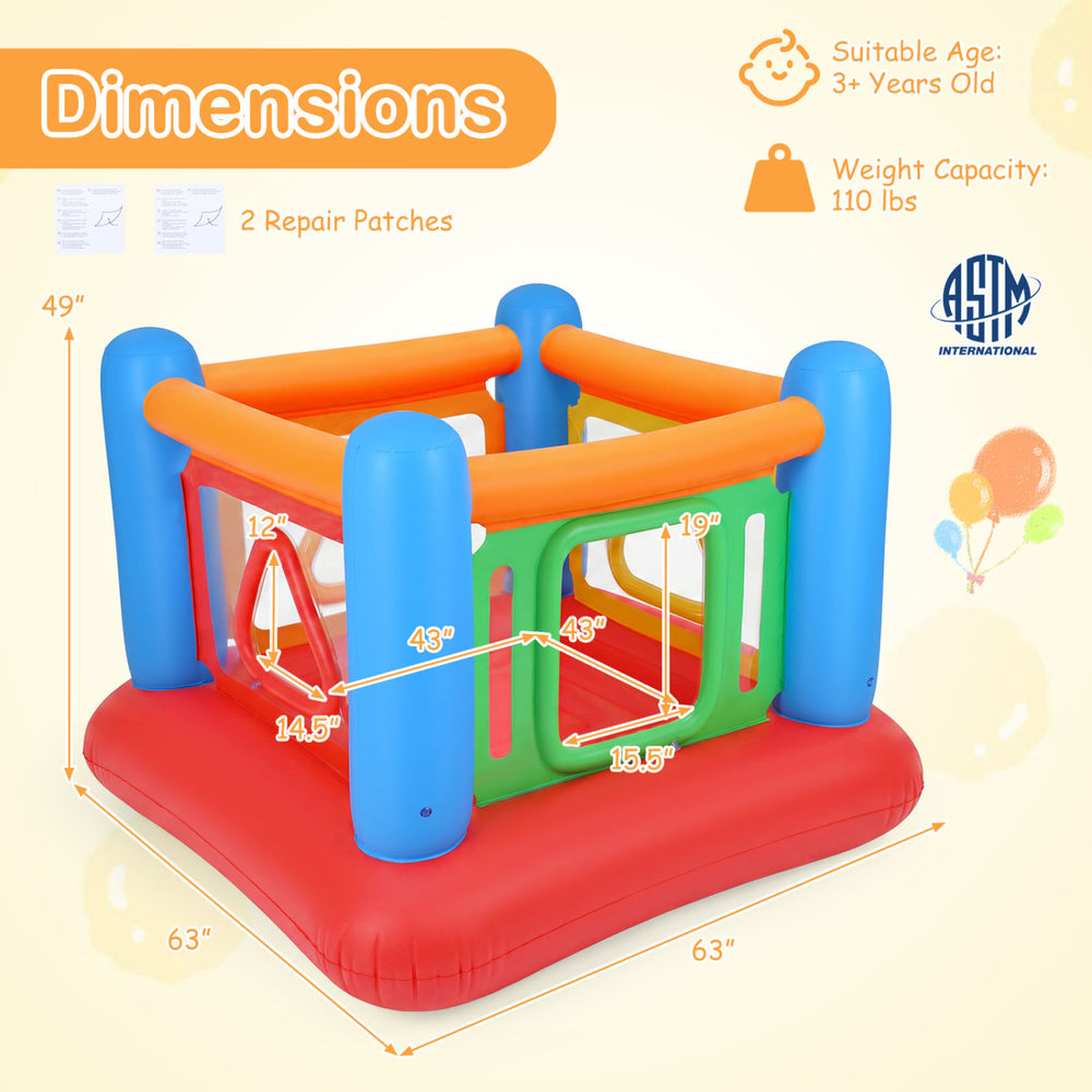 Inflatable bounce house for kids with transparent side walls, made of thickened PVC, suitable for indoor and outdoor.