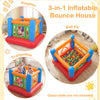 3-in-1 inflatable bounce house with transparent side walls, made of thickened PVC, for indoor and outdoor play.