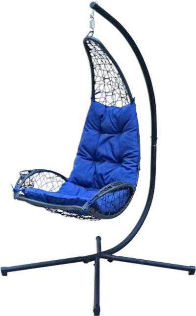 Algoma Cushioned Rattan Wicker Hanging Chair with Stand 6.5 ft New