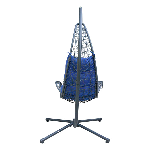 Algoma Cushioned Rattan Wicker Hanging Chair with Stand 6.5 ft New