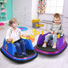 Side view of the blue 12V Electric Kids Ride On Bumper Car showcasing its dual joysticks and spacious pedal area for.