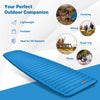 Blue 3-inch thick inflatable camping sleeping pad, lightweight and waterproof, ideal for hiking and outdoor activities.