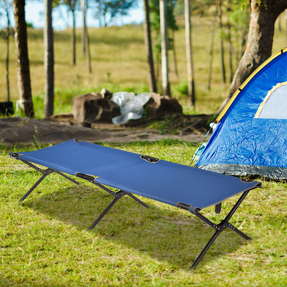 Adults Kids Folding Camping Cot-Blue - Gallery View 1 of 10