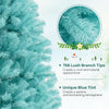 Close-up of the 6 FT blue artificial Christmas tree showcasing 758 branch tips and a serene blue tint for festive decor.