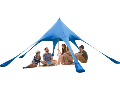 Costway 20' x 20' Beach Canopy Tent UPF50+ Sun Protection Shovel Blue 75483269 New
