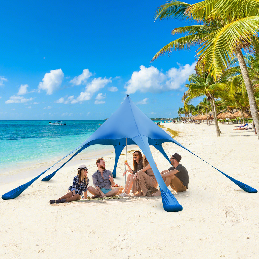 20 x 20 Feet Beach Canopy Tent with UPF50+ Sun Protection and Shovel-Blue - Gallery View 1 of 10