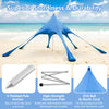 Blue 20 x 20 feet beach canopy tent with UPF50+ sun protection, featuring durable aluminum poles and sandbags for.