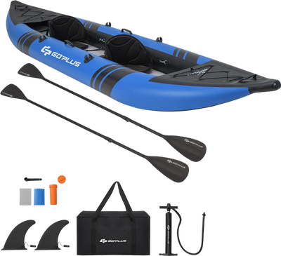 Costway Inflatable 2-Person Kayak Set w/ Aluminum Oars & Repair Kit 67158234 New