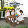 Kids Picnic Table and Bench Set with Cushions and Height Adjustable Umbrella-Blue - Gallery View 1 of 10